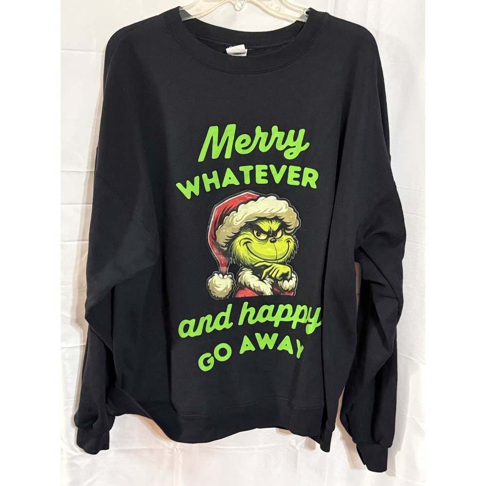 Hanes GRINCH Sweater Size 2XL Pullover Black SWEATSHIRT